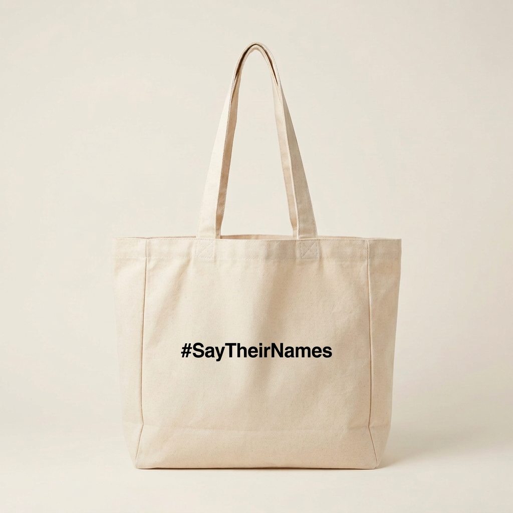Vorderseite der Tasche mit #SayTheirNames