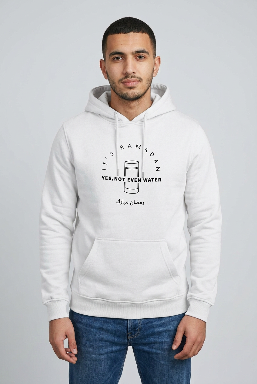Weißer Ramadan-Hoodie mit schwarzem Aufdruck